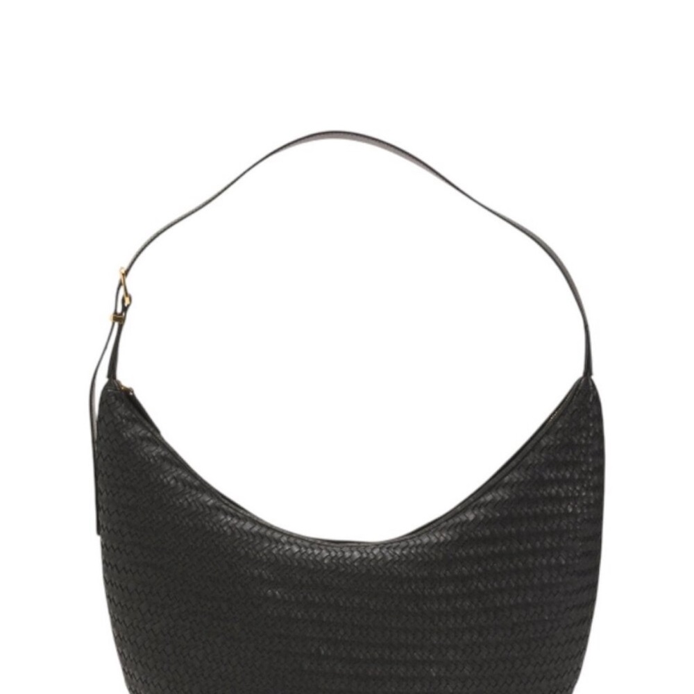 Madewell Black leather handwoven Hobo shoulder Bag